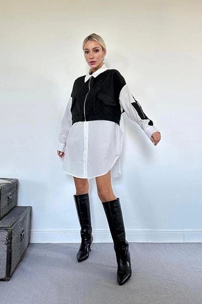 Butik Black Quilted Garnished Shirt