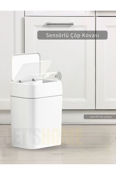 Jet's Home Sensörlü Çöp Kovası Pilli Çöp Kutusu Hareket Algılıyıcı Banyo Mutfak Çöp Atık Kutusu