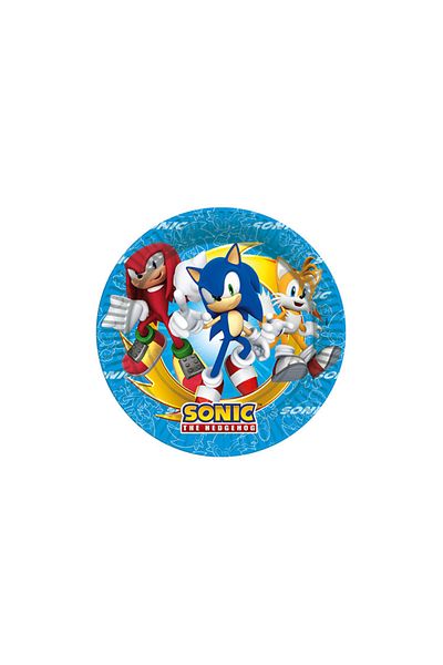 BalonEvi Licenssed Sonic 8-Piece Plastic / Carton Plate 23cm Printed and Vibrant Colors