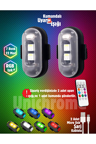 Folveit Uzaktan Kumandalı 2'li Çakar Led/Şarjlı Mini Led Işık/Drone Işığı/Ant...