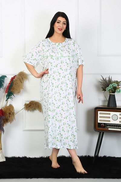 Celira Women's Large Size Short Sleeve White Mother's Nightgown 1372