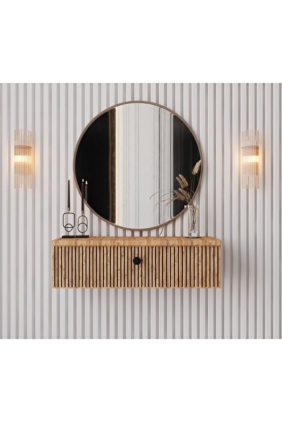 enwood MİMOSA ATLANTİK ÇAM RENGİ MDF DUVARA MONTE KAPAKLI DRESUAR ( 69 cm )