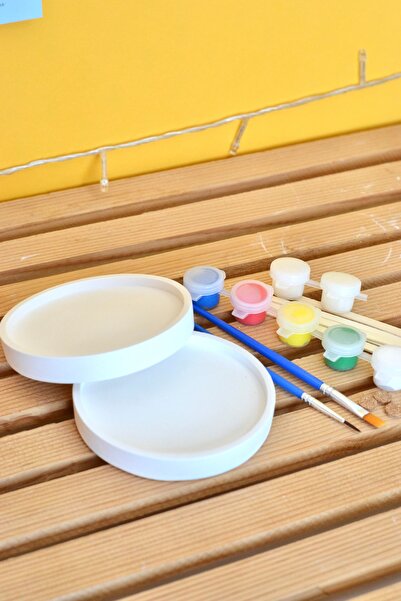 Bi' Dolu Dükkan İkili Bardak Altlığı Boyama Seti | Beton Obje Boyama Seti | E...