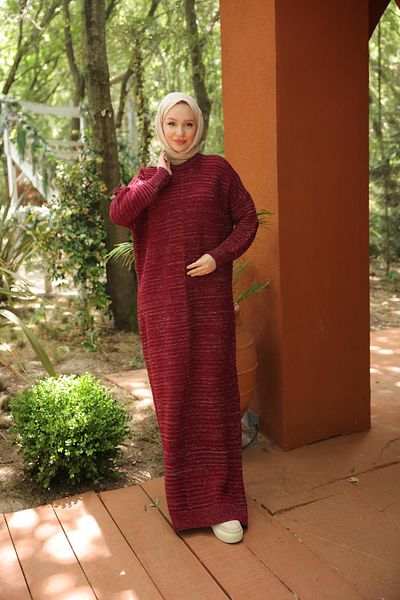 Nissra Ankanoor Burgundy Rochie oversize din tricotaje în relief Anka 257018