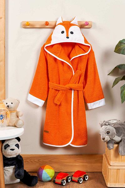 Formeya Kinderbademantel mit Kapuze, 100 % Baumwolle, wasserabsorbierend, mit Tierfiguren