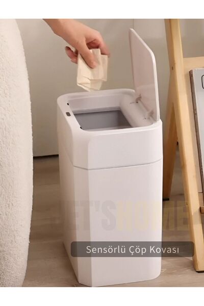 Jet's Home Sensörlü Çöp Kovası Pilli Çöp Kutusu Hareket Algılıyıcı Banyo Mutfak Çöp Atık Kutusu