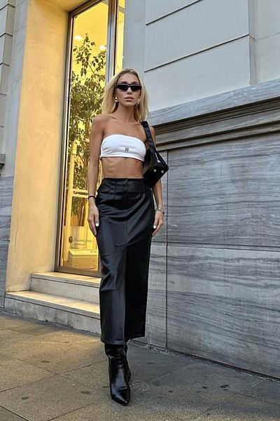 Butik Black Slit Ornamental Patchwork Skirt