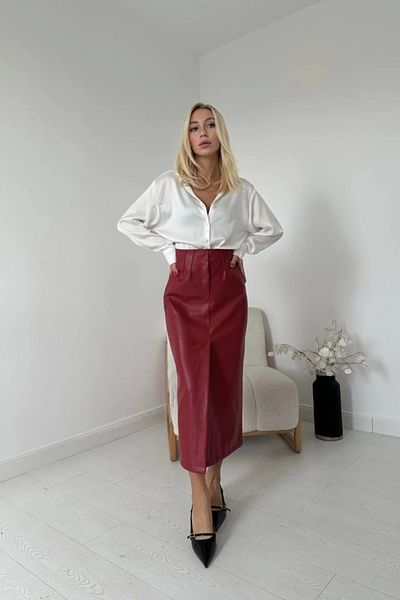 Butik Burgundy Slit Ornamental Patchwork Skirt
