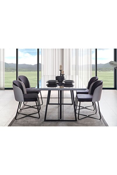 Luxehome Oslo Yemek Odası Masası(üzeri Cam )