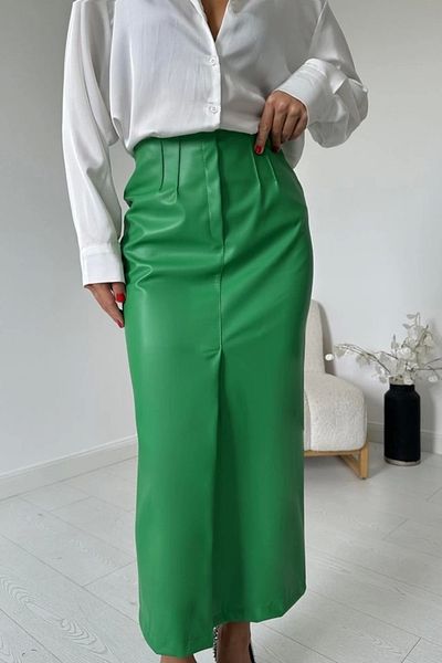 Butik Green Slit Ornamental Patchwork Skirt