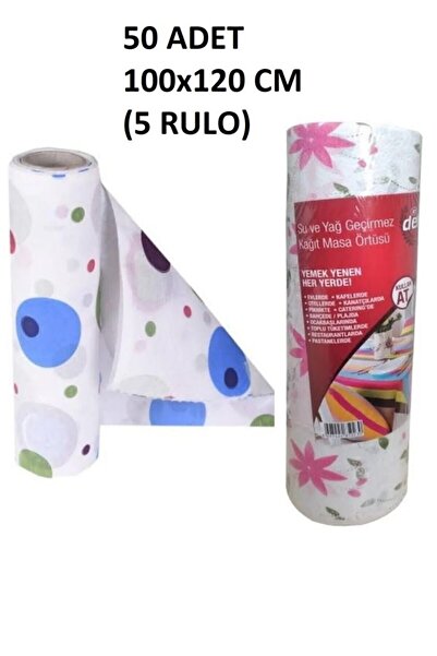 Kapris 100x120cm Kullan At Masa Örtüsü 12 Metre 50 Adet(5 Rulo) Ekonomik Set