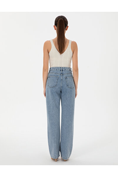 Pierre Cardin Açık Mavi High Waist Flare Fit Jean Pantolon 50301288-VR095
