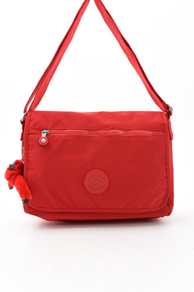 Morpelikan Unisex Water Resistant Red Crinkle Fabric Adjustable Cross Strap Work School and Shoulder Bag