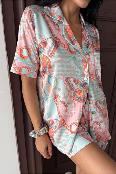 COCCOLARSI Colori Del Mondo Saten Kısa Pijama Takımı CDM2140