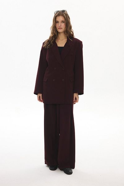 Hooopstore Jachetă Blazer Roșu Claret Texturat