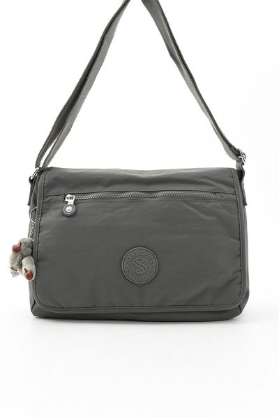 Morpelikan Unisex Water Resistant Dark Gray Crinkle Fabric Adjustable Cross Strap Work School and Shoulder Bag