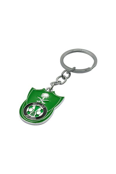 Al hilal Al Ahli Football Club Metal Keychain – Saudi Fc Club Emblem, Green & Silver With Key Ring