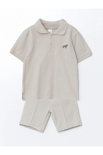 LC Waikiki Lcw Kids Gray Polo Collar Boys' T-Shirt and Shorts Pack of 2