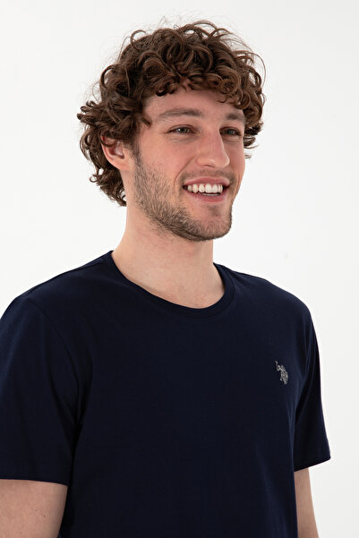 U.S. Polo Assn. Ανδρικό μπλουζάκι με κανονική εφαρμογή με λαιμόκοψη Navy Blue Basic 50298035 -VR033