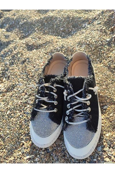 FHM AYDOGDU Alaçati Tasseled Stone Lace Sports Shoes - Black