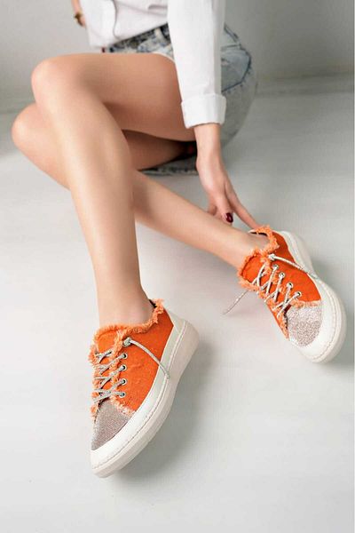 FHM AYDOGDU Alaçati Tasseled Stone Lace Sports Shoes - Orange