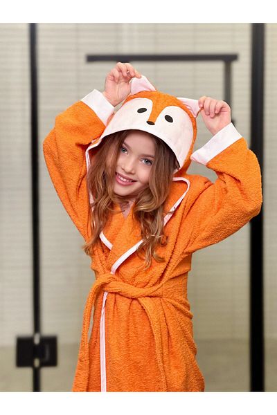 Formeya Kinderbademantel mit Kapuze, 100 % Baumwolle, wasserabsorbierend, mit Tierfiguren