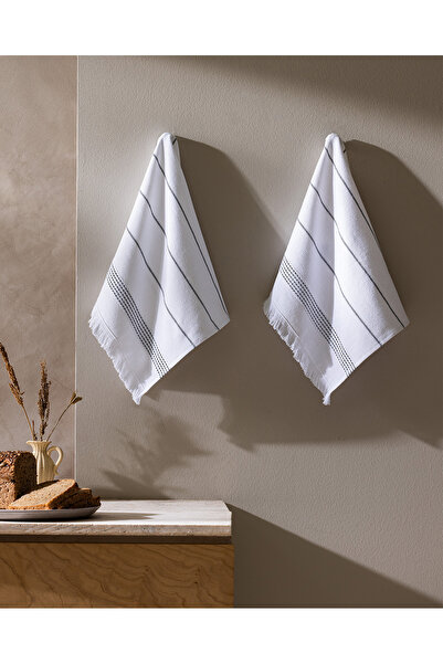 Madame Coco طقم مناشف مطبخ قطن من ميلبيرن - أبيض