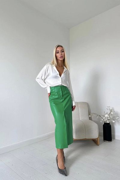 Butik Green Slit Ornamental Patchwork Skirt