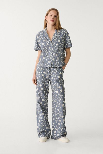 Stradivarius Embroidered Linen Blend Culottes Limited Edition