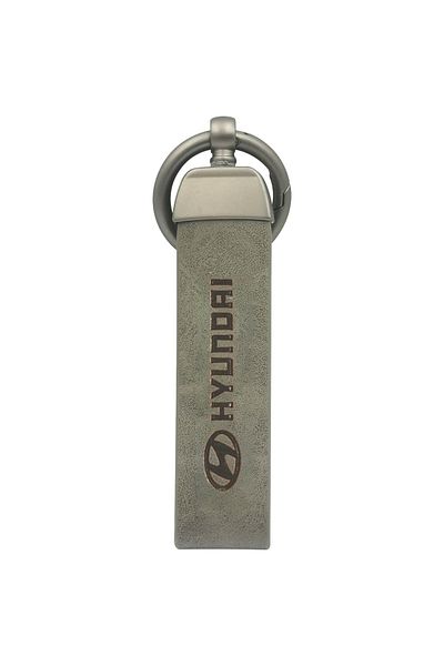 Hyundai Car Keychain - PU Leather, Gray, Universal Fit