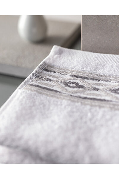 Madame Coco Daine 4'lü %100 Pamuk El Havlusu - Beyaz/Gri