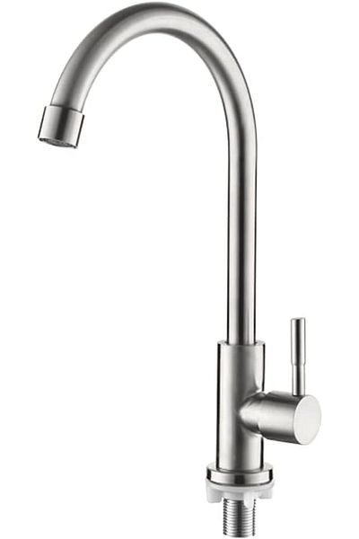 COOYA Kitchen Faucet, Cold Water Only Kitchen Taps, with 360°Swivel High Spout, with One G3/8" Hose
