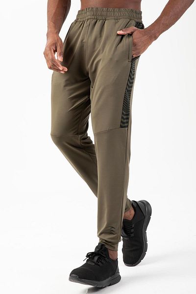 MARATON Regular Men's Ribbed Open Leg Khaki Sweatpants 21001