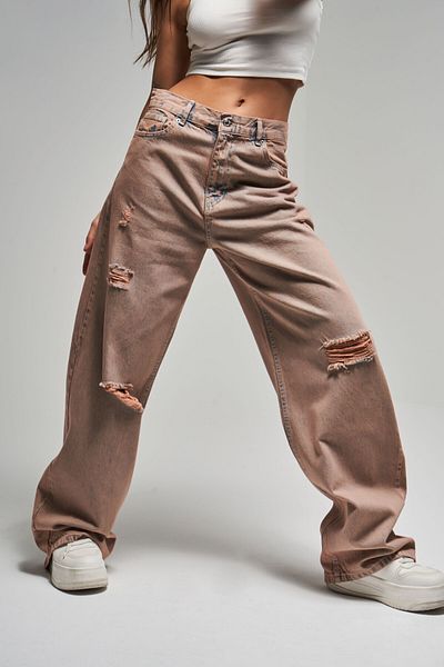 its basic Γυναικείο T. Τζιν Χρώμα 11S5-102 Loose Midrise Skater Fit Ripped Λεπτομέρεια 100% Koton Denim Jean