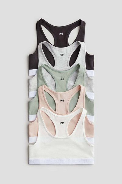 H&M 5-pack cotton crop tops