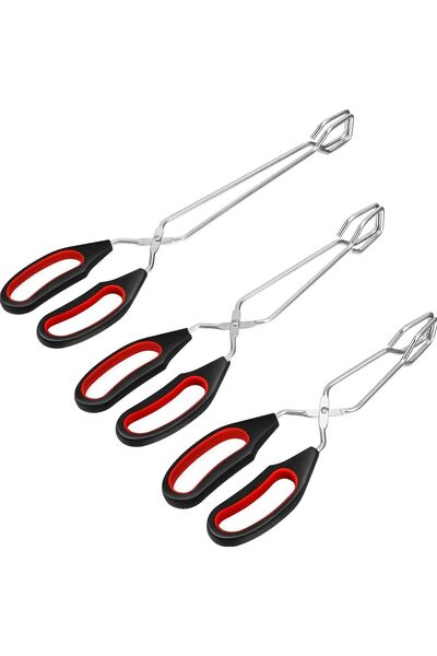 COOYA 3 Pcs Stainless Steel Scissor Tongs,Heat Resistant ,Multi-purpose,for Kitchen Picnic Barbecue