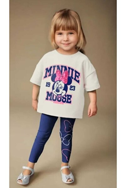 Tiny Girl's Minnie Mouse Detailed Tshirt and Leggings Set