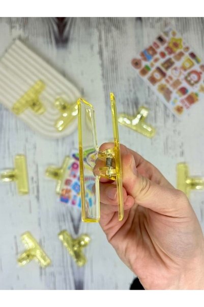Kağıt Gemi Dükkan Şeffaf Sarı Renk Çok Fonksiyonlu Fotoğraf Klipsi/Fotoğraf Mandalı /Ataş / Kitap Ayracı