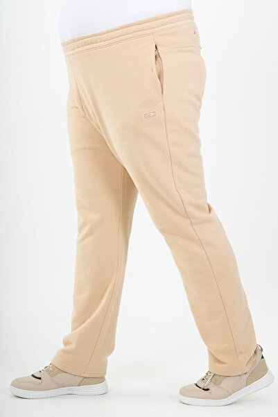 MARATON بنطلون رياضي رجالي كبير الحجم ذو ساق مستقيمة بلون الطين