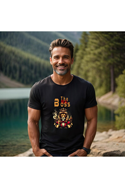 GHAND Real Lion Printed Oversize Unisex Black and White 100% Cotton T-Shirt