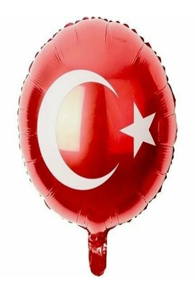 asöy Flag Foil Red Balloon National Holiday Turkish Flag Printed April 23 Flag Balloon 45cm 1Pc