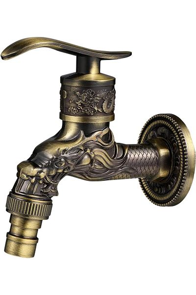 COOYA Water Tap, European Vintage Wall Mounted Water Faucet, for Bathroom, Washing Machine, Outdoor Garden