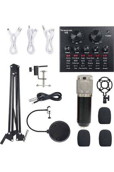 COOYA Professional Condenser Microphone Set Black/Silver