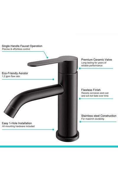 COOYA Water Tap, Single Tap for Sink, with Included Hoses, Mixer Faucet for Bathroom, Kitchen, Wash Basin