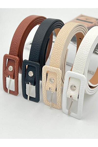 Descoin مجموعة من 4 أحزمة بنطلون نسائية بإبزيم مستطيل الشكل، وحزام معطف، وحزام فستان، وحزام قميص