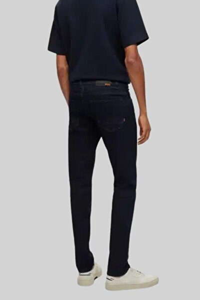 BOSS Mavi Suprem Dokulu Dar Kesim Denim Pantolon