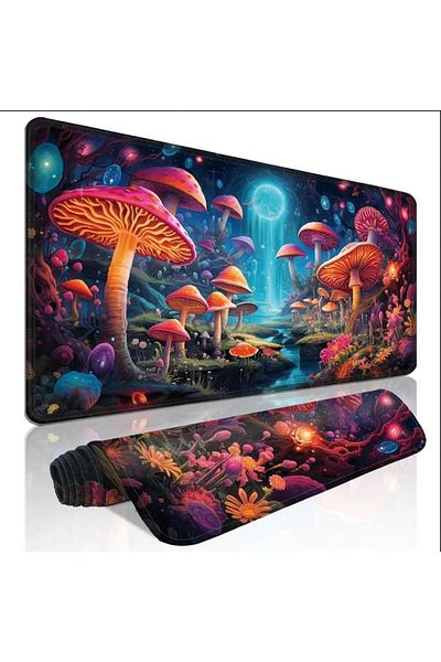 sgeteknoloji 70X30 cm Mushroom Patterned Design Non-Slip Base Speed Surface Gamer Mouse Pad Gaming