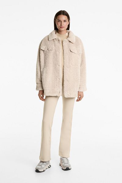 Oysho Faux fur jacket with front pockets