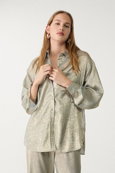 Stradivarius Flowing Metallic Shirt Limited Edition