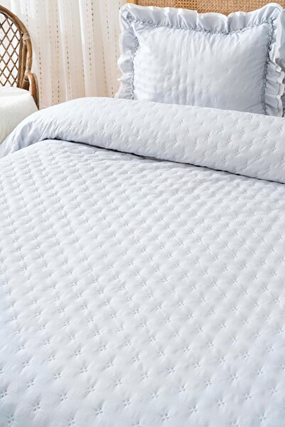 Rivaİstanbul Hola Gray Double Bed Cover Set 3 Piece Sleep & Dowry Set